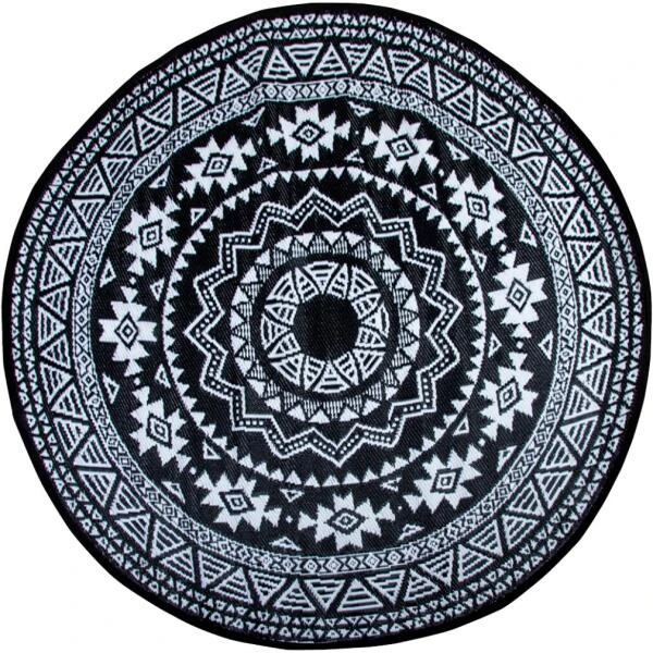 ESSCHERT DESIGN Tuintapijt Zwart/wit - ø 180 Cm 4 ESSCHERT DESIGN Tuintapijt Zwart/wit - ø 180 Cm - Afbeelding 2