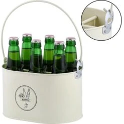 ESSCHERT DESIGN Flessenkrat Voor 6 Flessen Met Opener