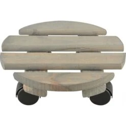 ESSCHERT DESIGN Planttrolley Rond Hout Ø 24 Cm
